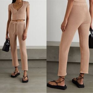 Reformation Rosso Open Knit Cotton Cream Pants  Straight Leg Crop  Size XS